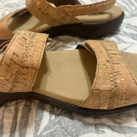 SAS Nudu cork heel strap sandal Golden flecks throughout Sandals, woman size 10 - Picture 2 of 5